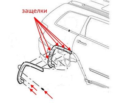 diagram of rear bumper Jeep Grand Cherokee WK2 (after 2011)